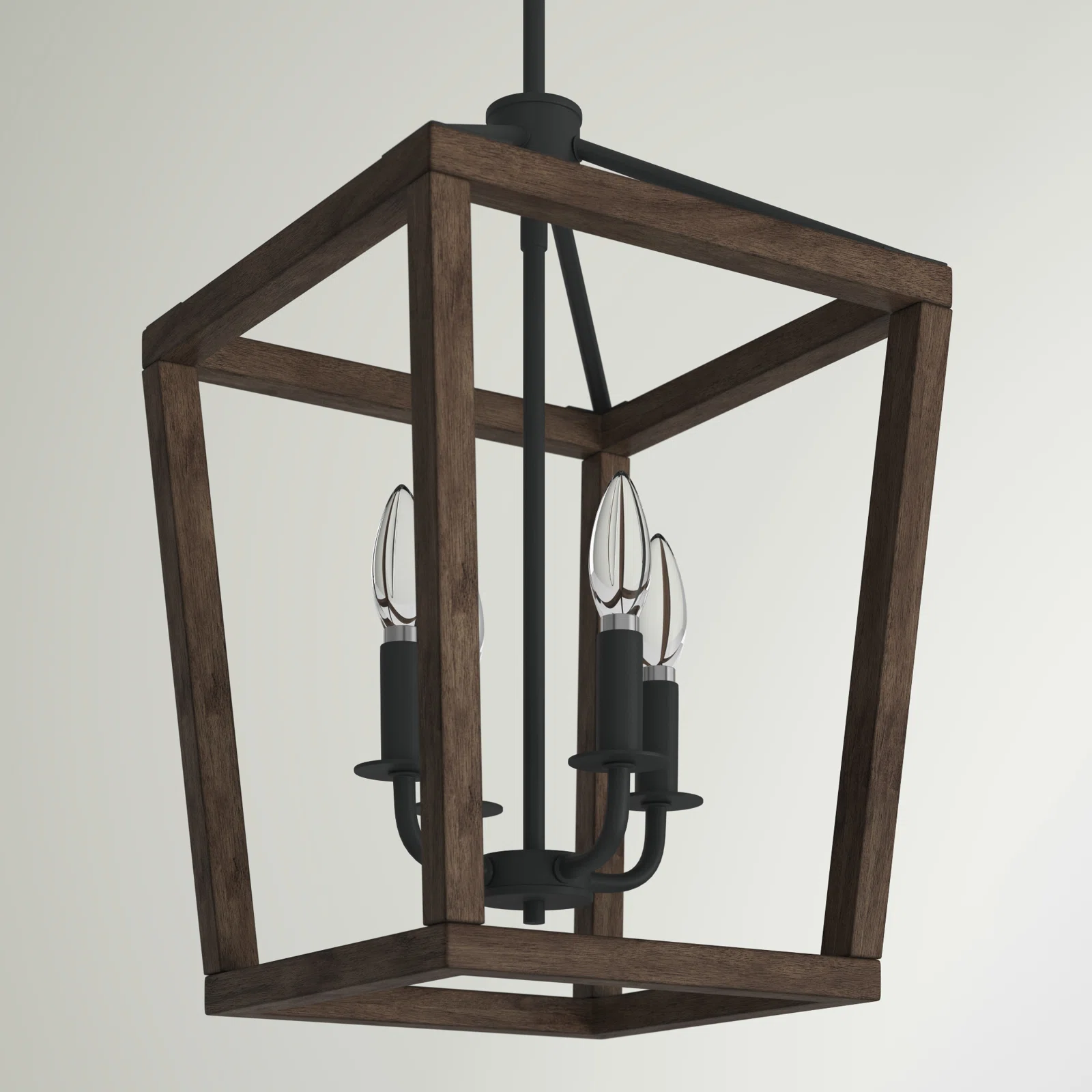 4-Light Matte Black Lantern Pendant