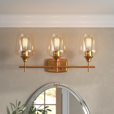 Abbi 3-Light Aged Brass Bathroom Vanity Light