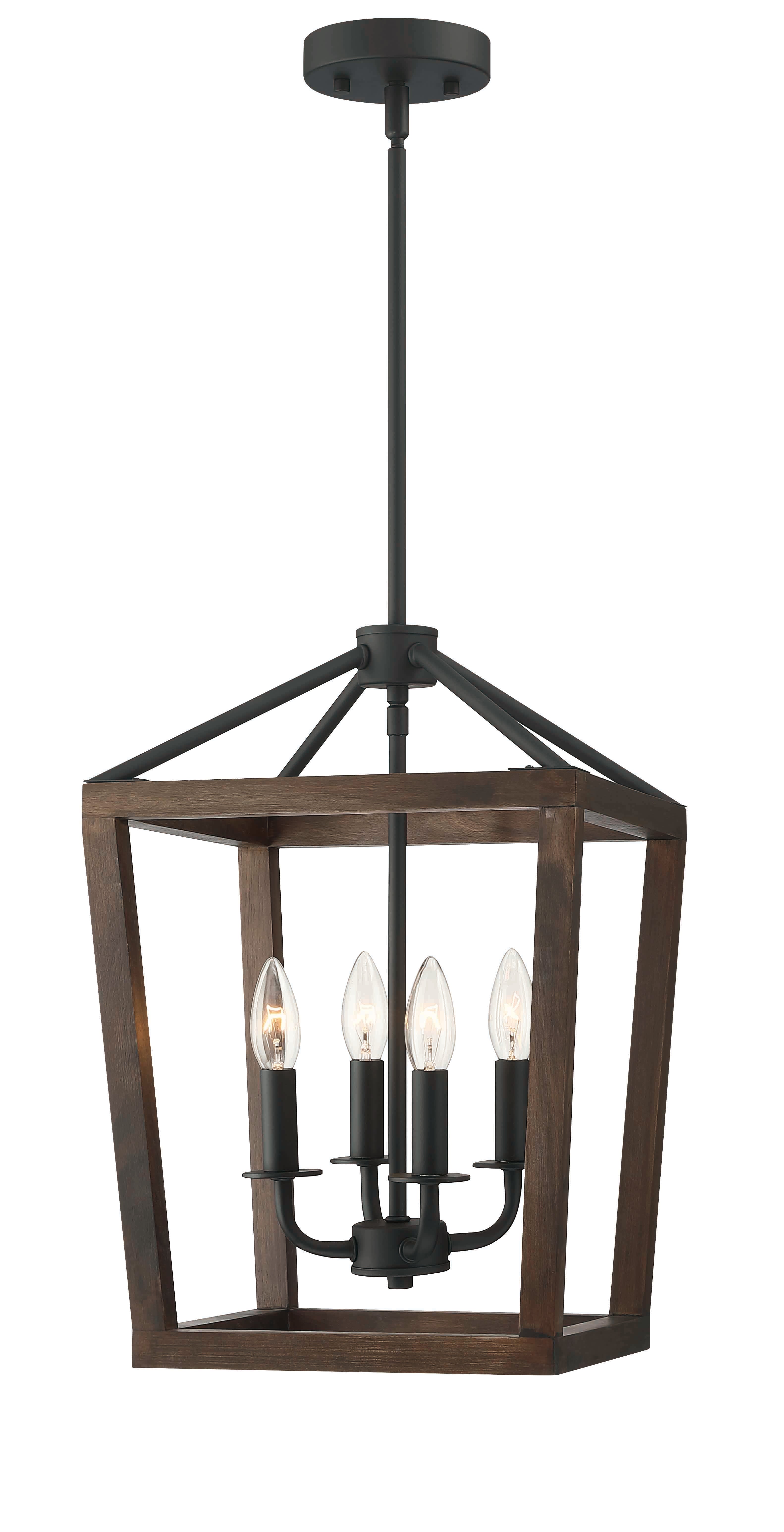 4-Light Matte Black Lantern Pendant