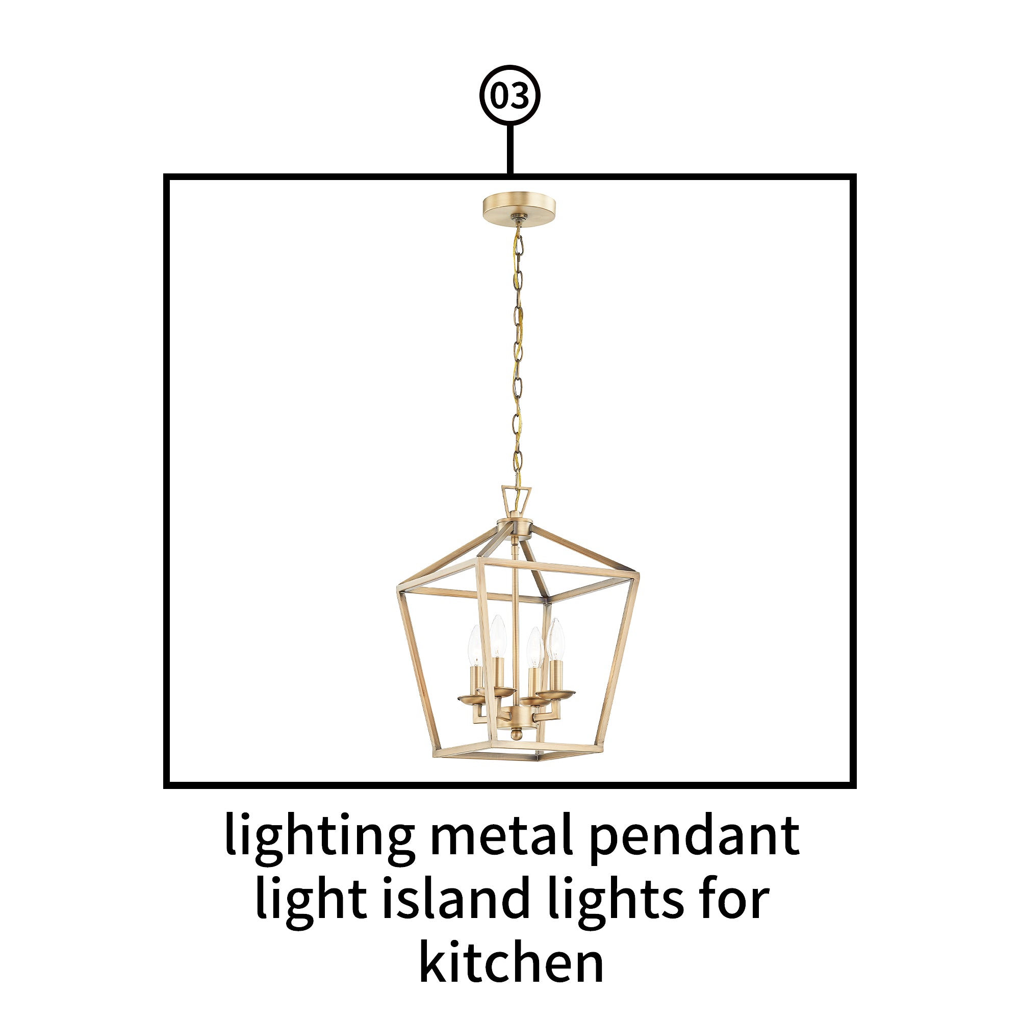 4-Light Pendant Light Soft Gold Farmhouse Light Fixture with 4 Feet Adjustable Chain