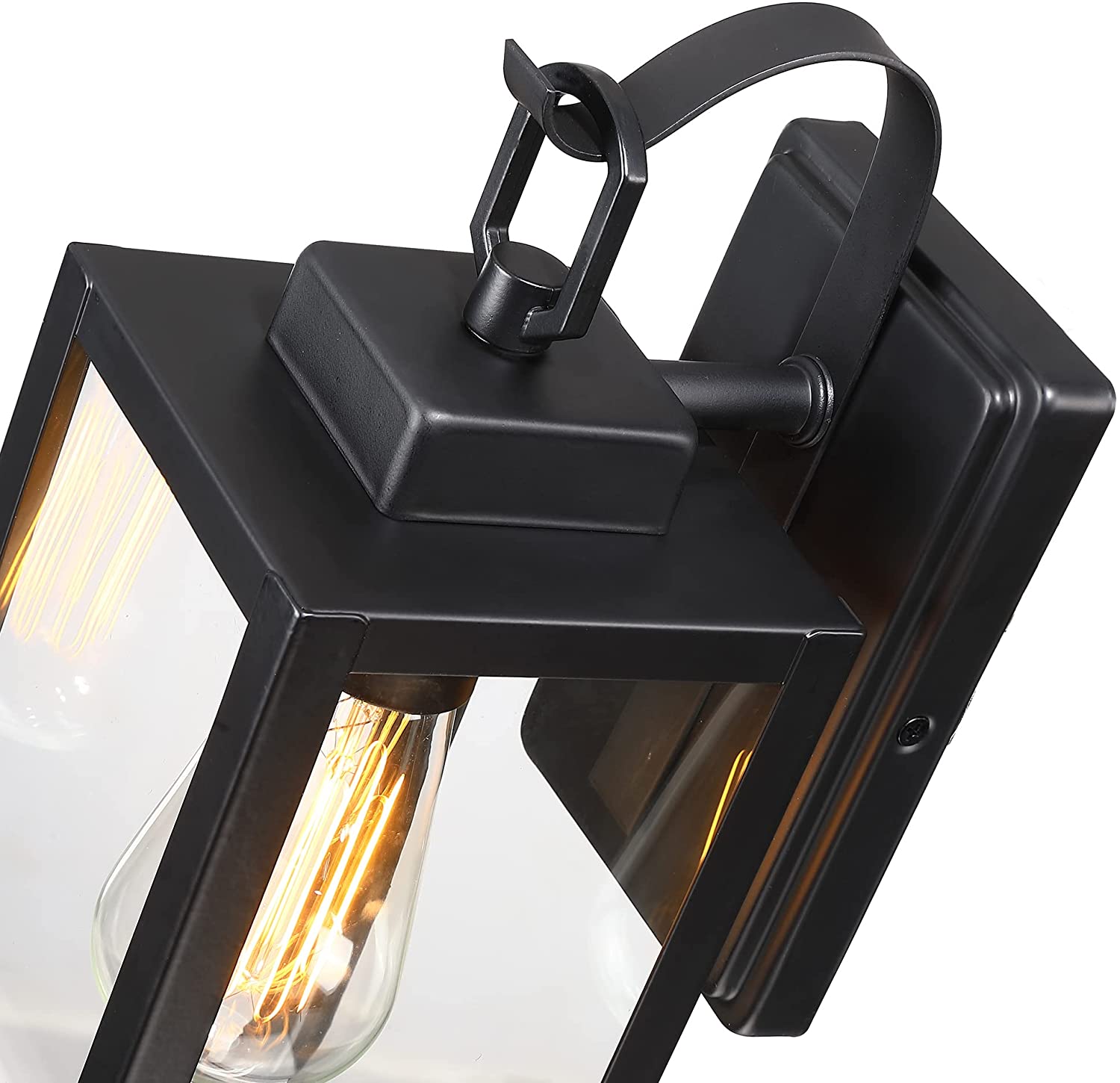 1-Light Matte Black Hardwired Outdoor Fixture Wall Lantern Light