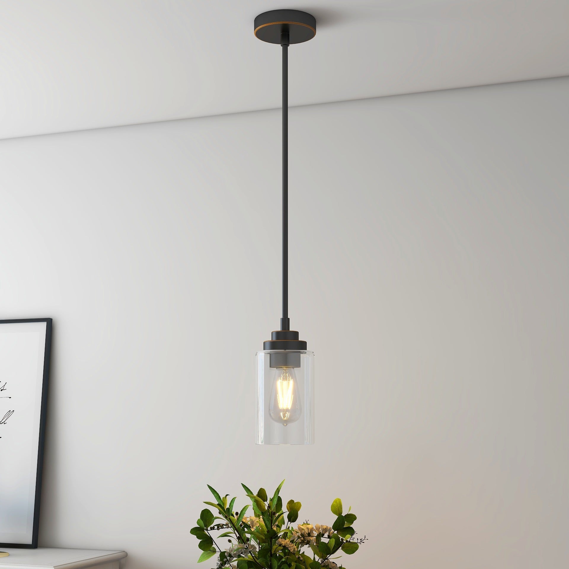 1-Light Modern Indoor Hanging Light Fixtures Industrial Pendant Lights