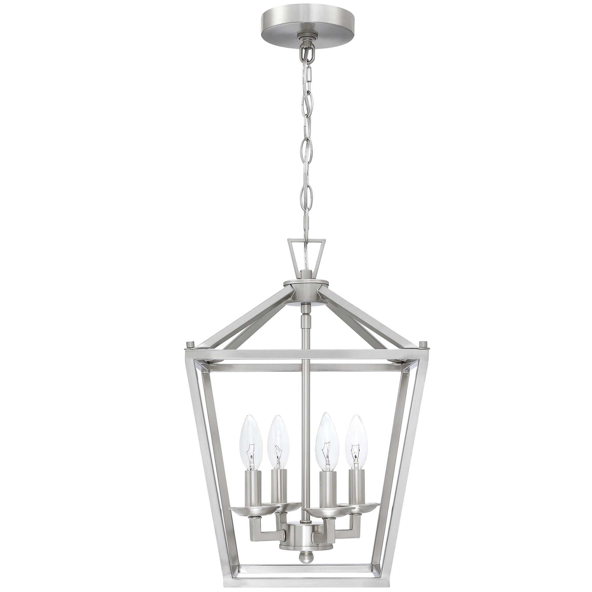 4-Light Polished Nickel Cage Chandelier Mini Farmhouse Light Fixture