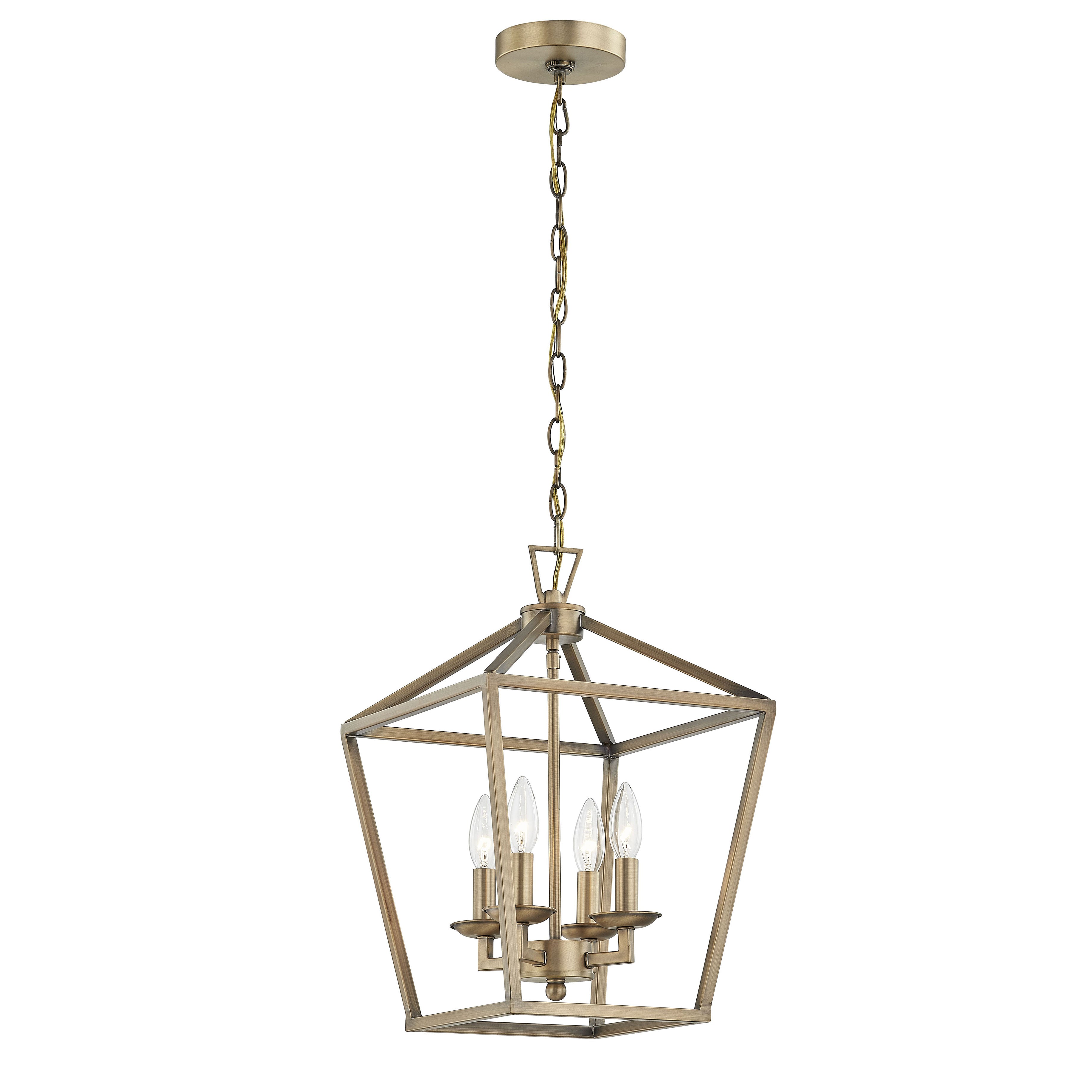 4-Light Pendant Light Soft Gold Farmhouse Light Fixture with 4 Feet Adjustable Chain