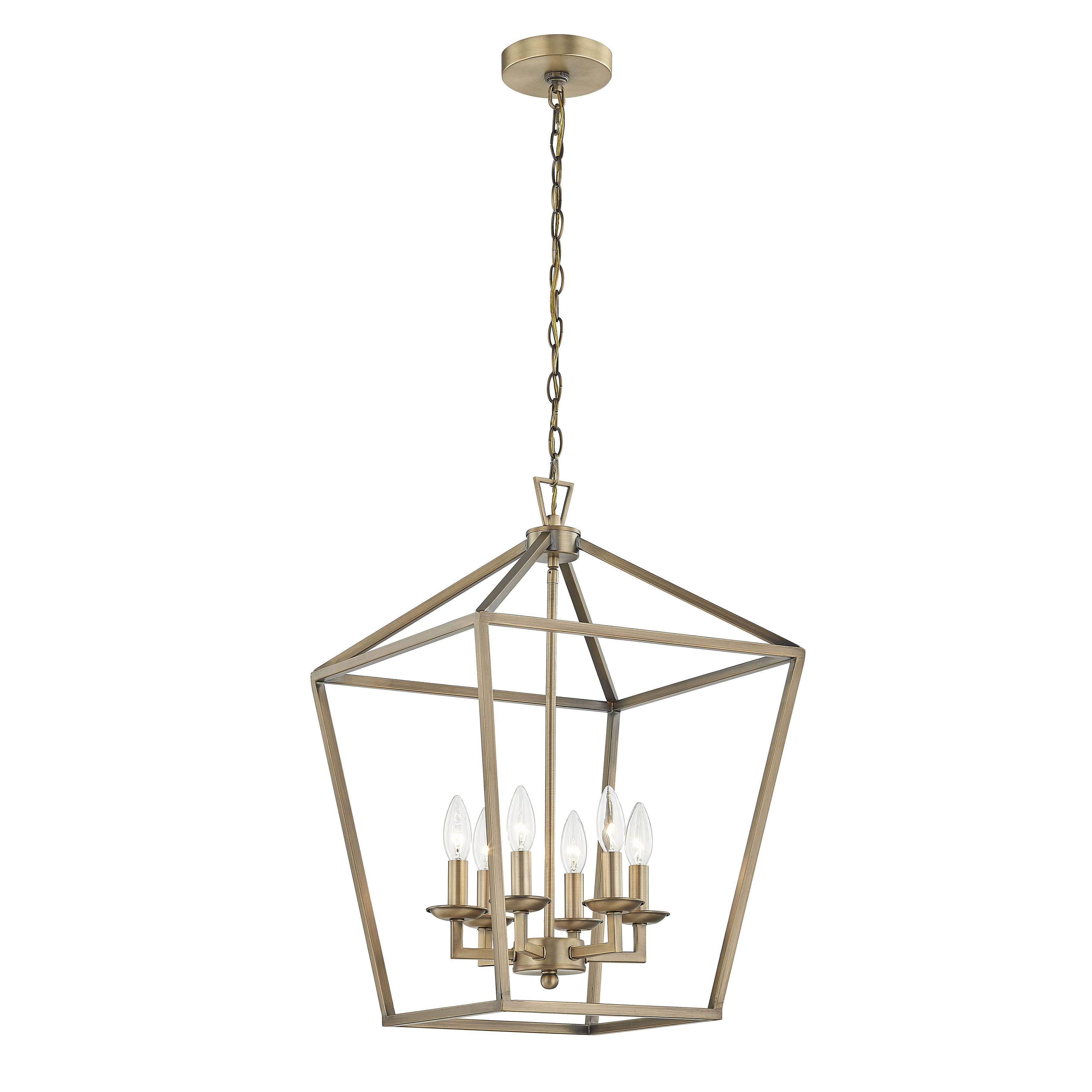 4-Light Pendant Light Soft Gold Farmhouse Light Fixture with 4 Feet Adjustable Chain