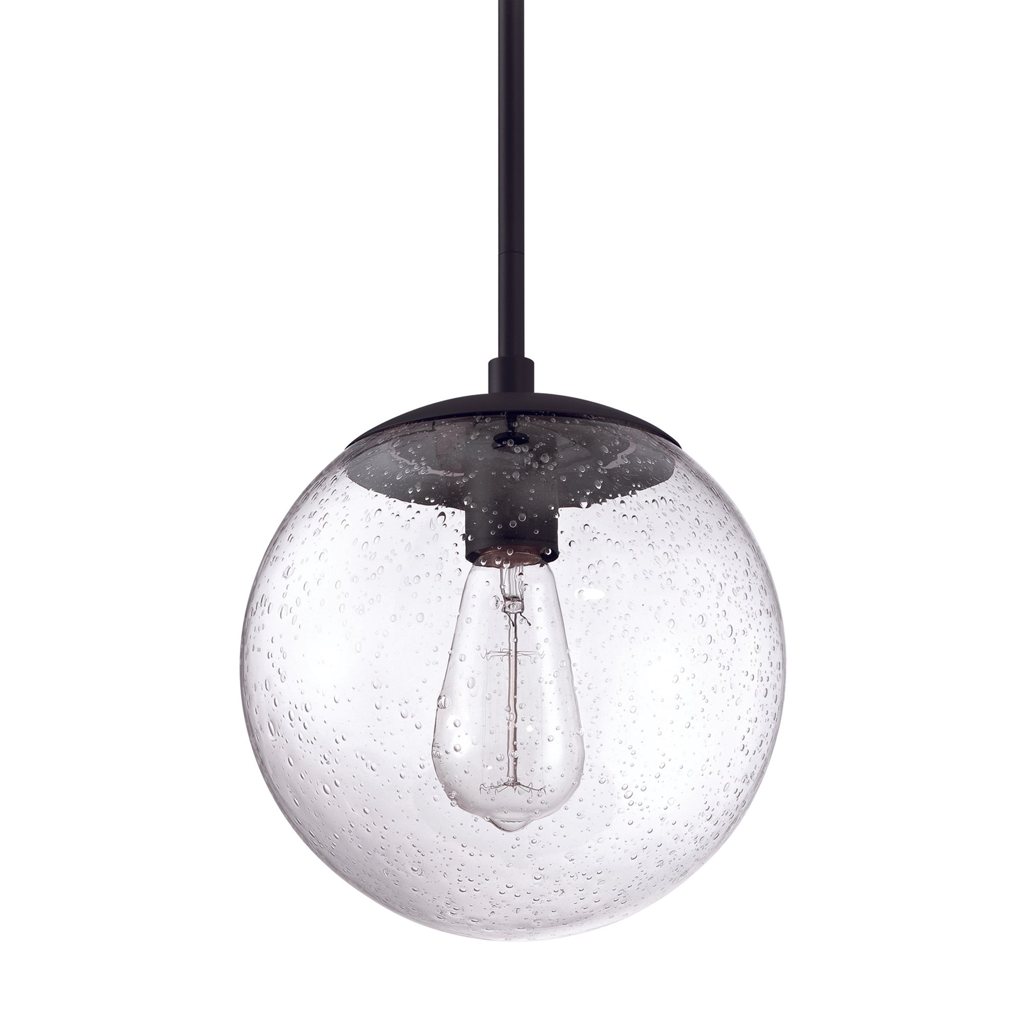 9 in. 1-Light Matte Black Mini Pendant Hanging Light, Kitchen Pendant Lighting With Clear Glass