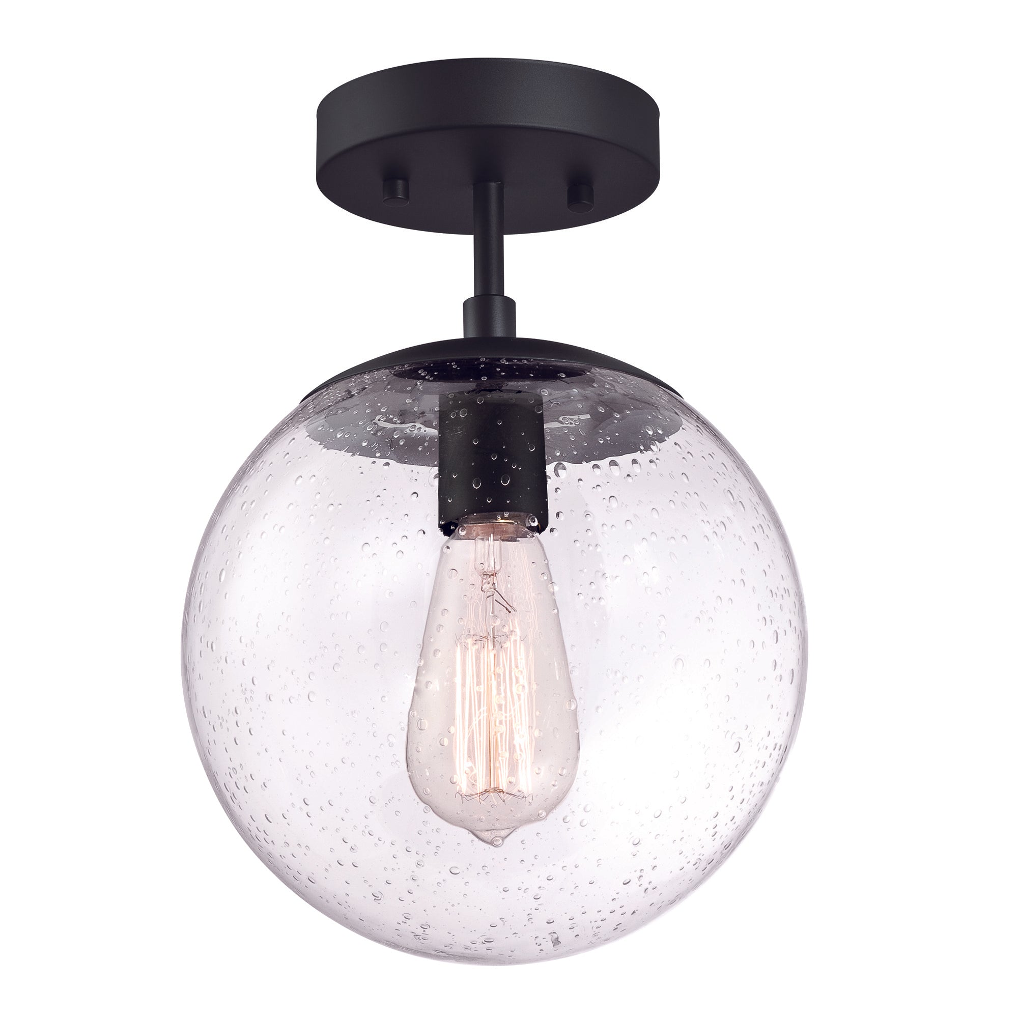 9 in. 1-Light Matte Black Mini Pendant Hanging Light, Kitchen Pendant Lighting With Clear Glass