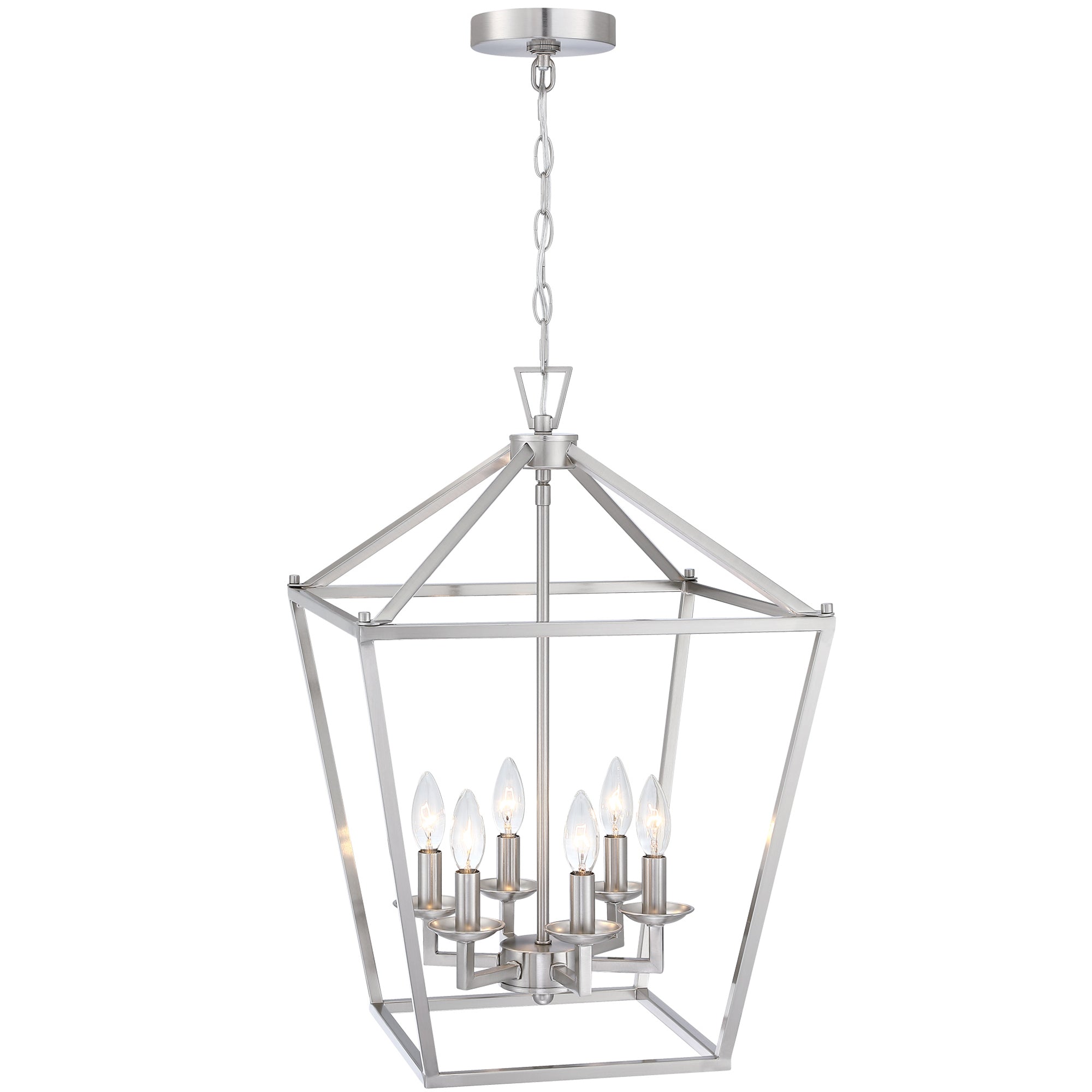 4-Light Polished Nickel Cage Chandelier Mini Farmhouse Light Fixture