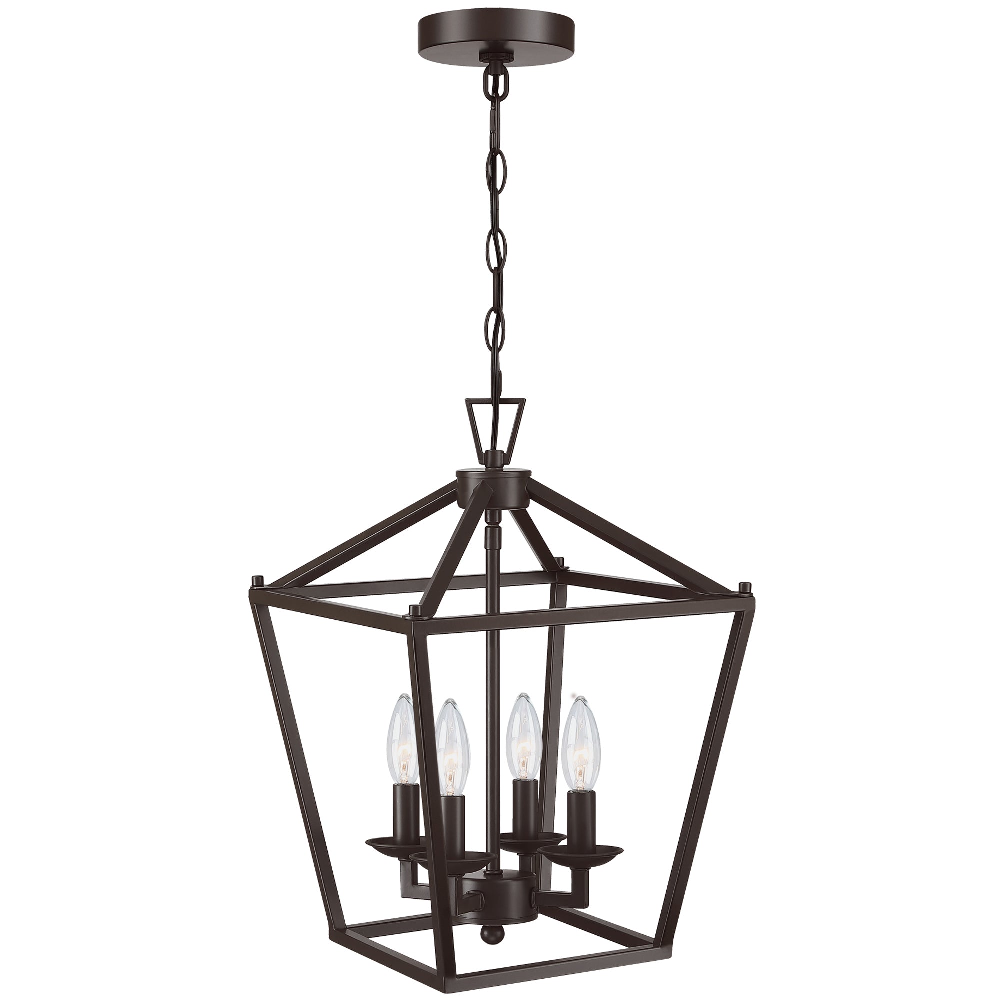 4-Light Polished Nickel Cage Chandelier Mini Farmhouse Light Fixture