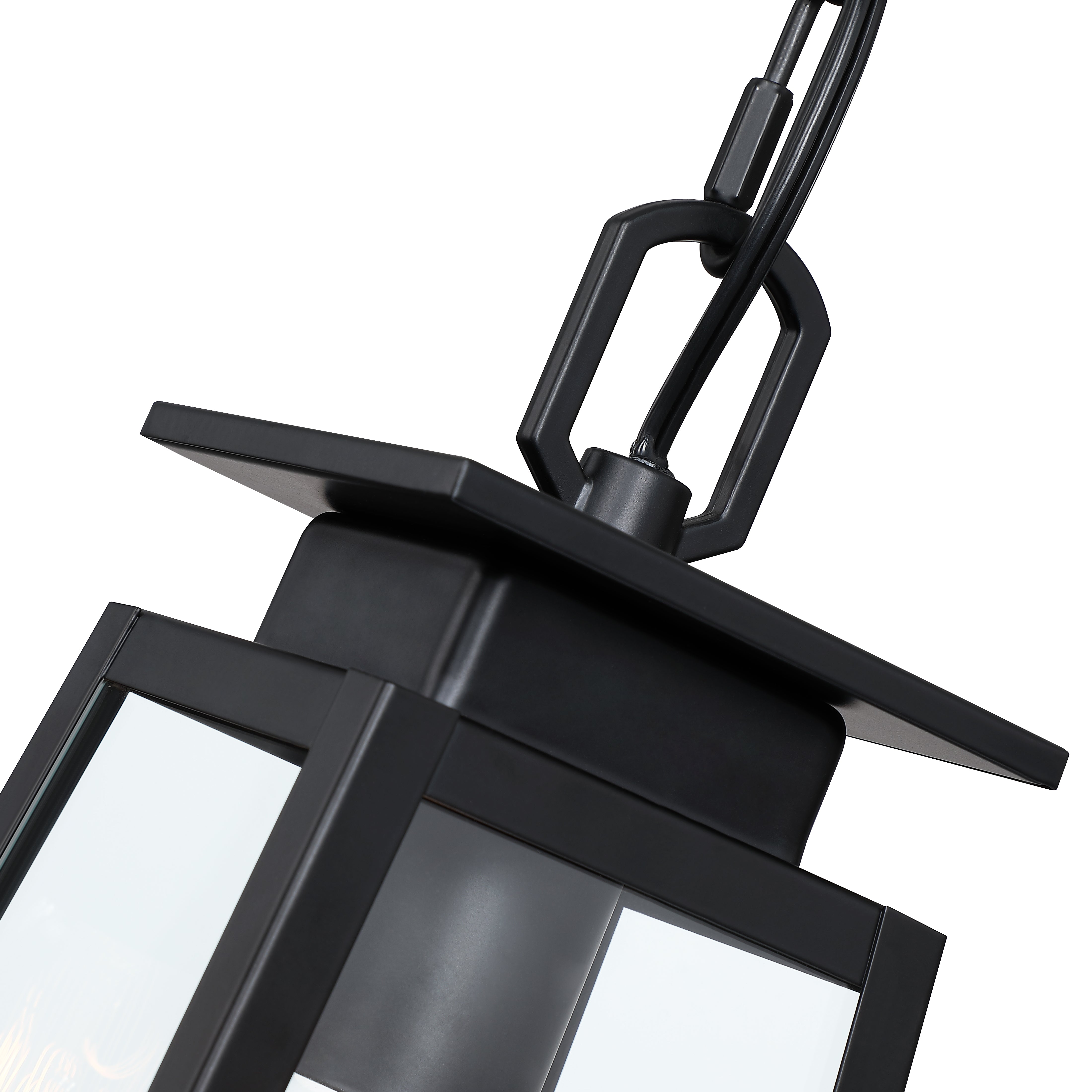 1-Light Black Outdoor Pendant Light Exterior Hanging Lantern with E26 Base