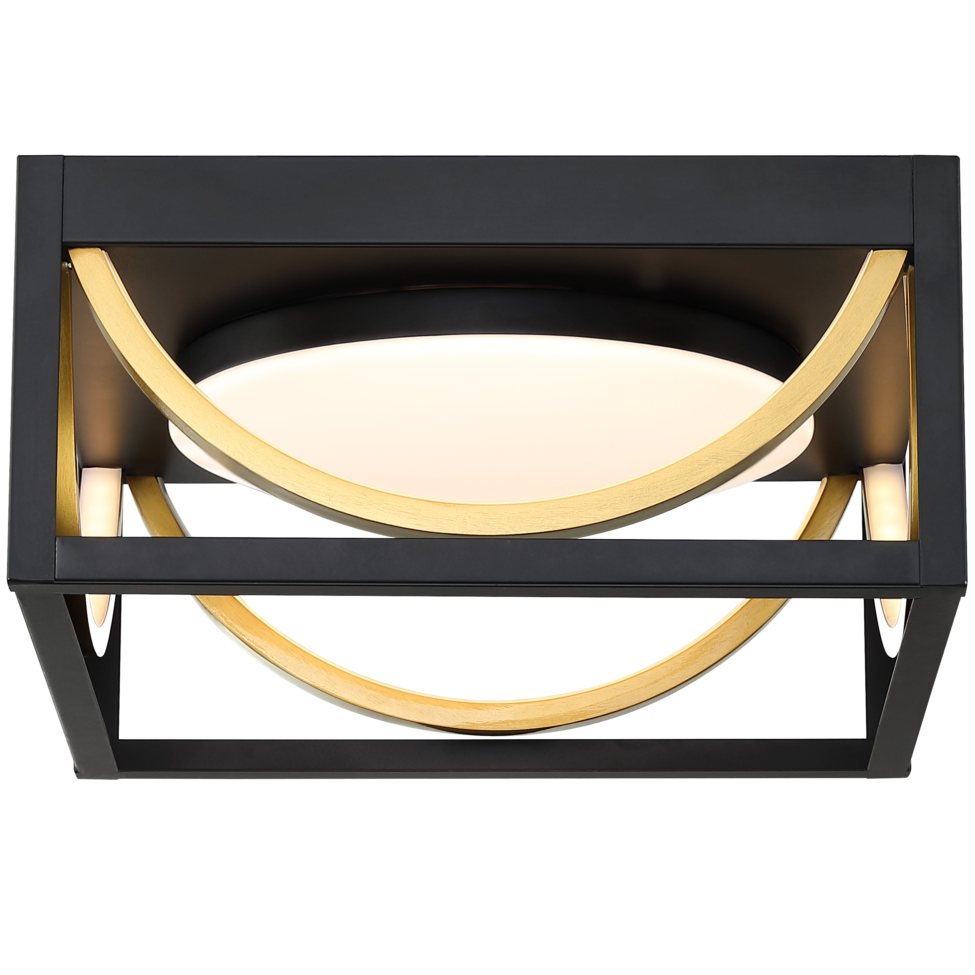 11.8 in. Matte Black and Brass Integrated LED Fixtures Ceiling Flush Mount Light Fixture