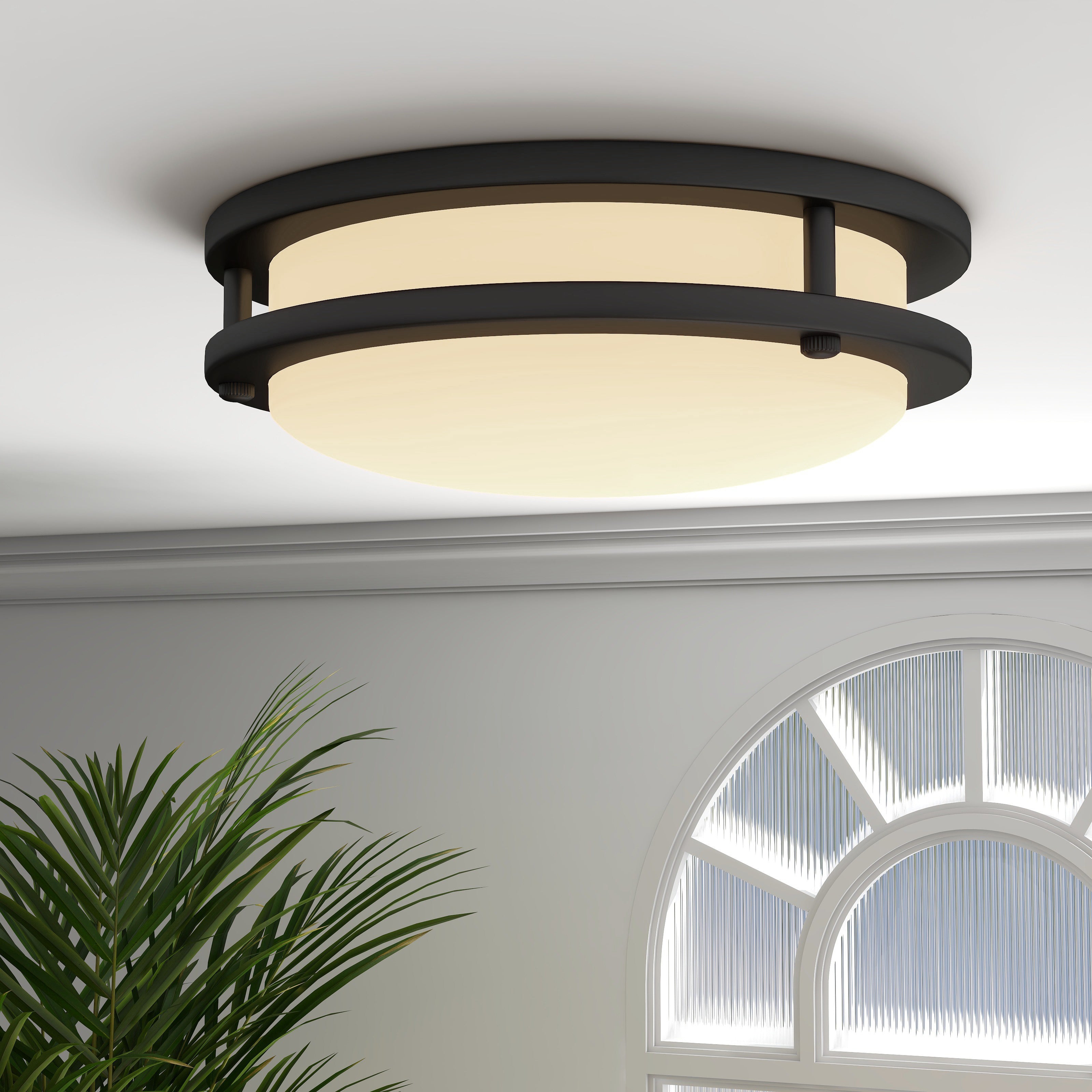 11 in. Modern Bronze Dimmable LED Integrated Flush Mount With Shade