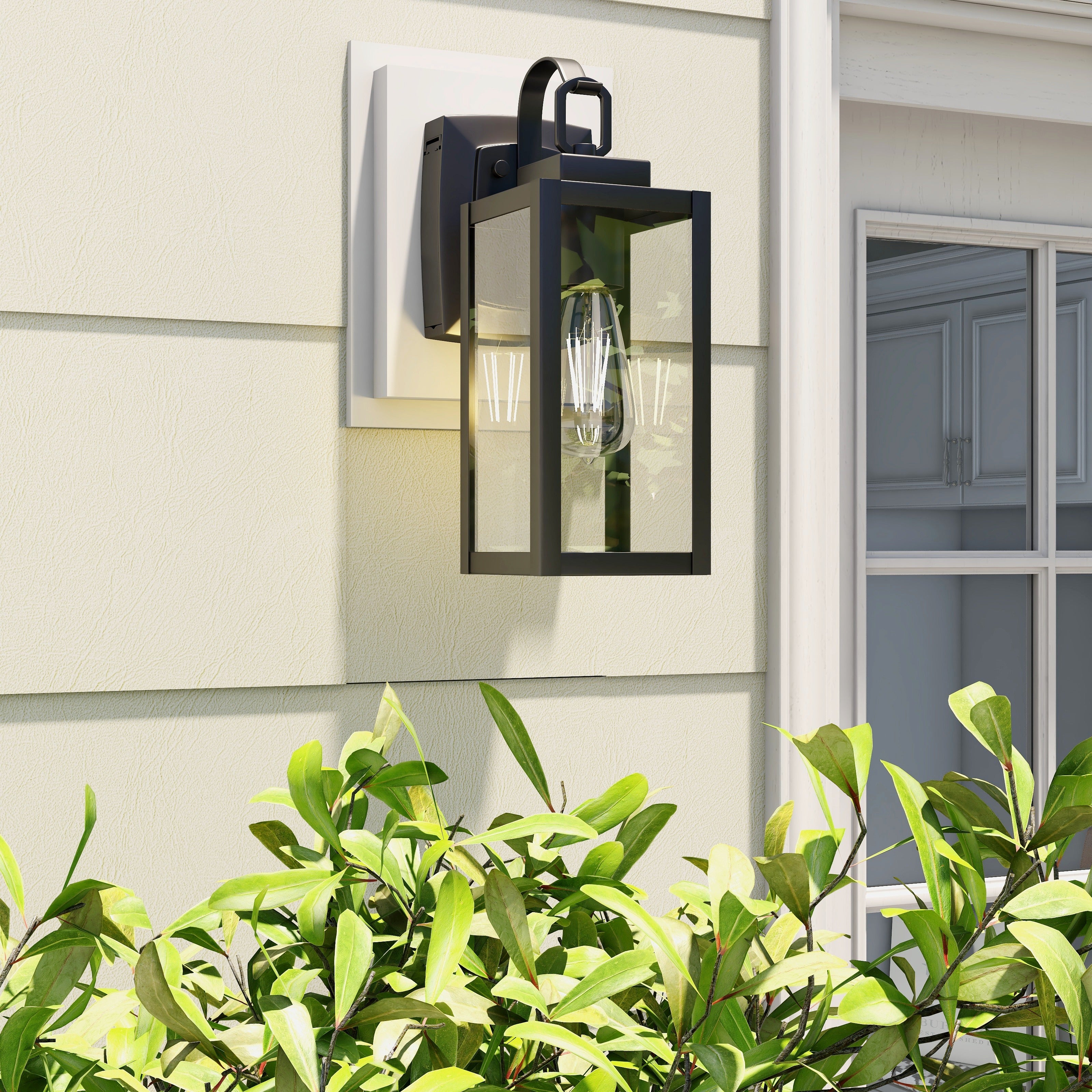 1-Lights Black Exterior Porch Lights with GFCI Outlet Outdoor Sconce E26 Base