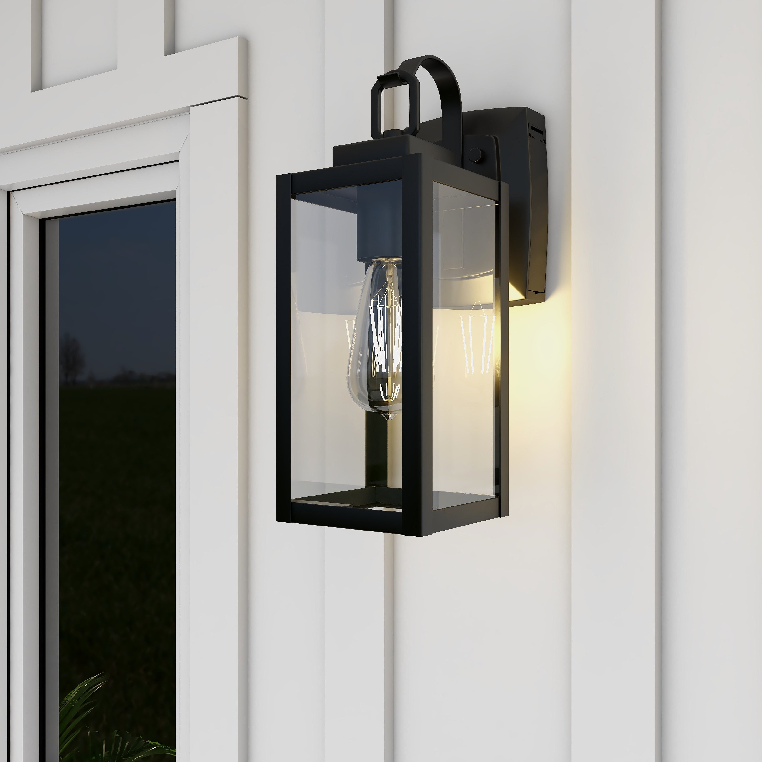 1-Lights Black Exterior Porch Lights with GFCI Outlet Outdoor Sconce E26 Base