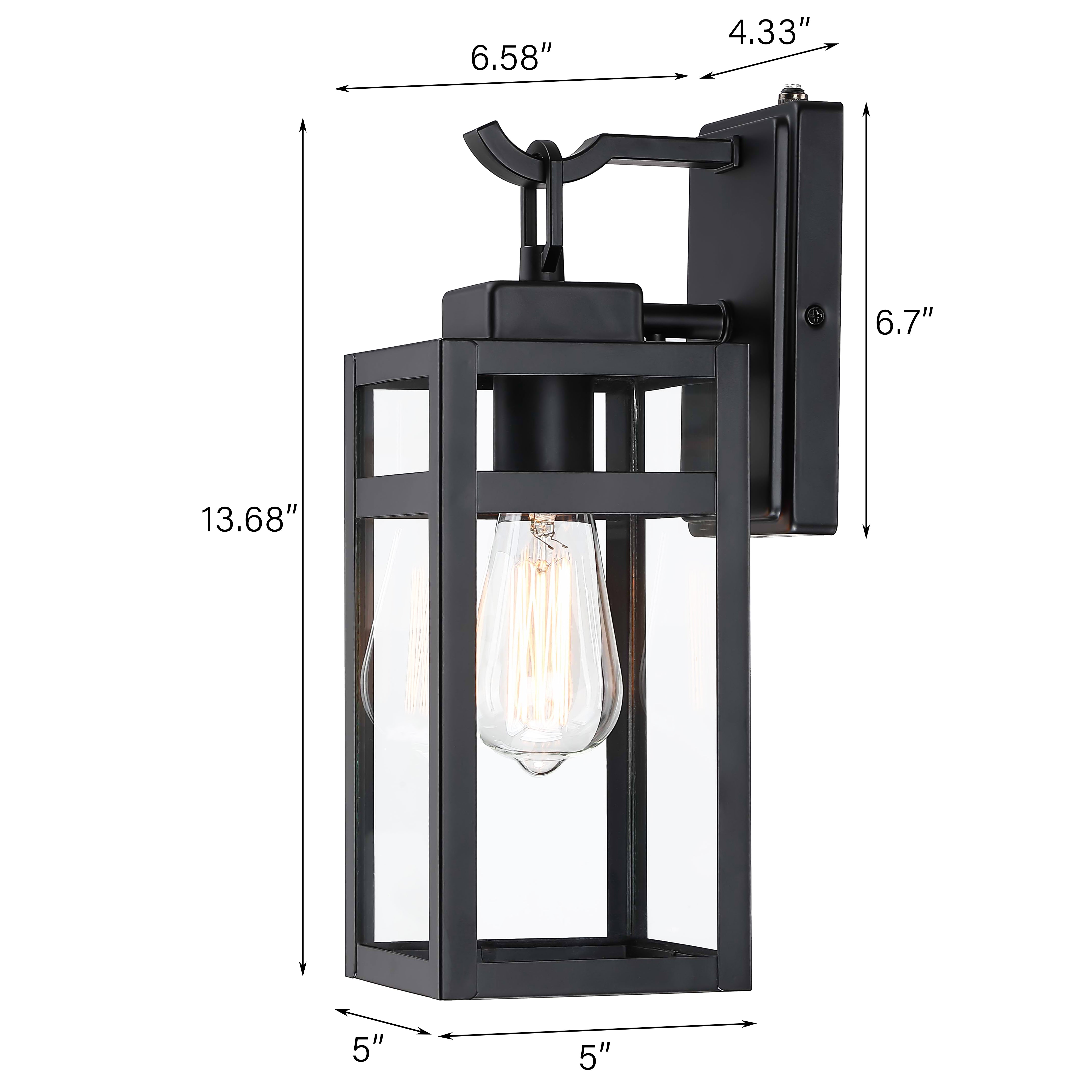 1 Light Black Dusk to Dawn Outdoor Light Fixtures Wall Mount