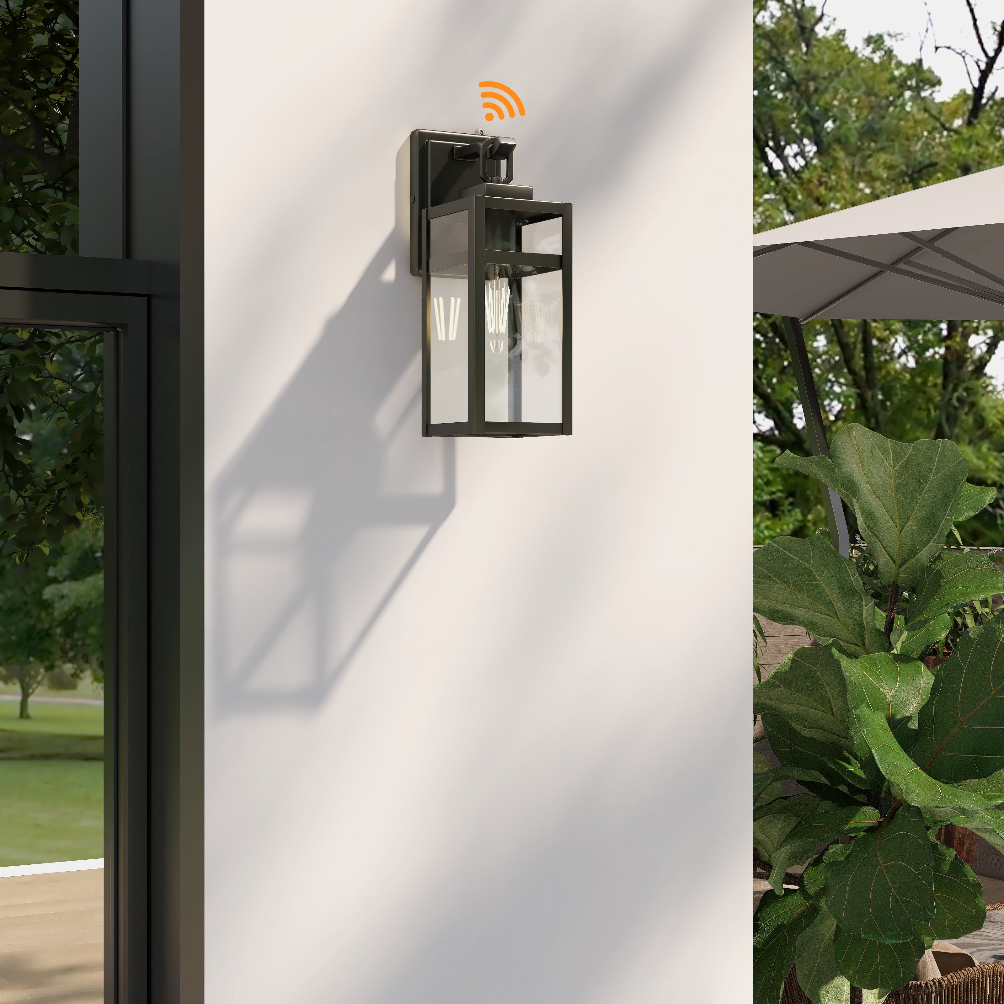 1 Light Black Dusk to Dawn Outdoor Light Fixtures Wall Mount