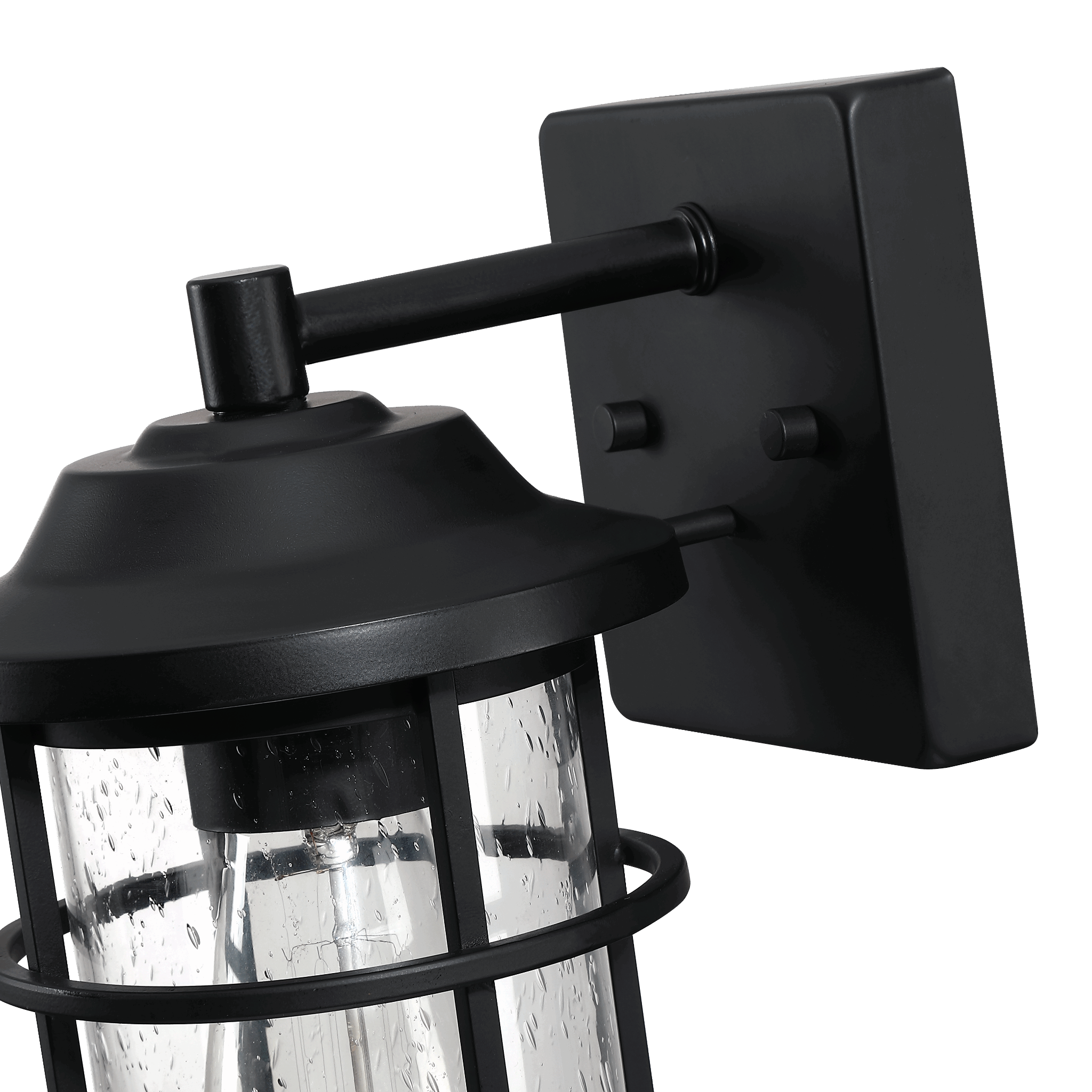 1- Light Matte Black Outdoor Wall Lantern Sconce