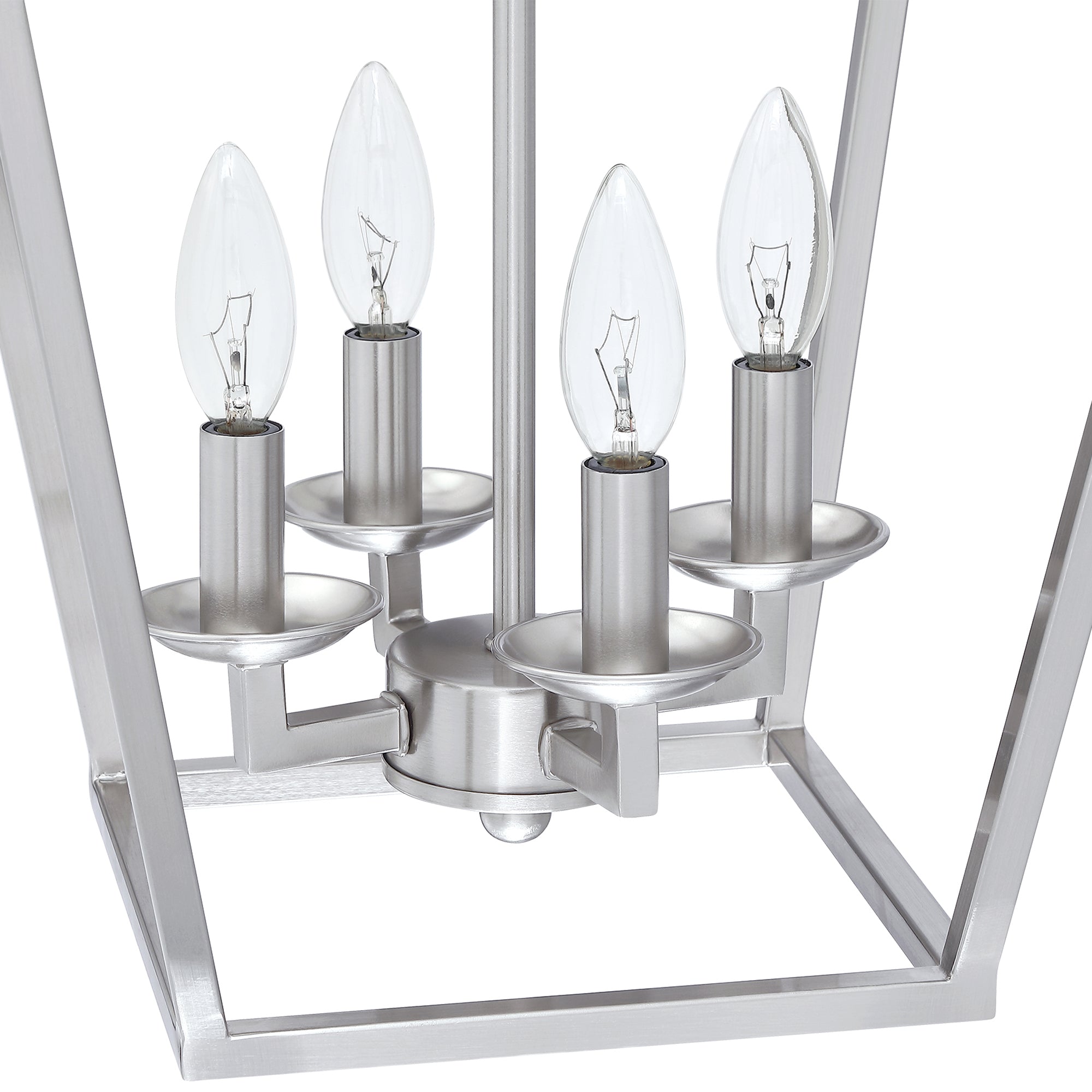 4-Light Polished Nickel Cage Chandelier Mini Farmhouse Light Fixture