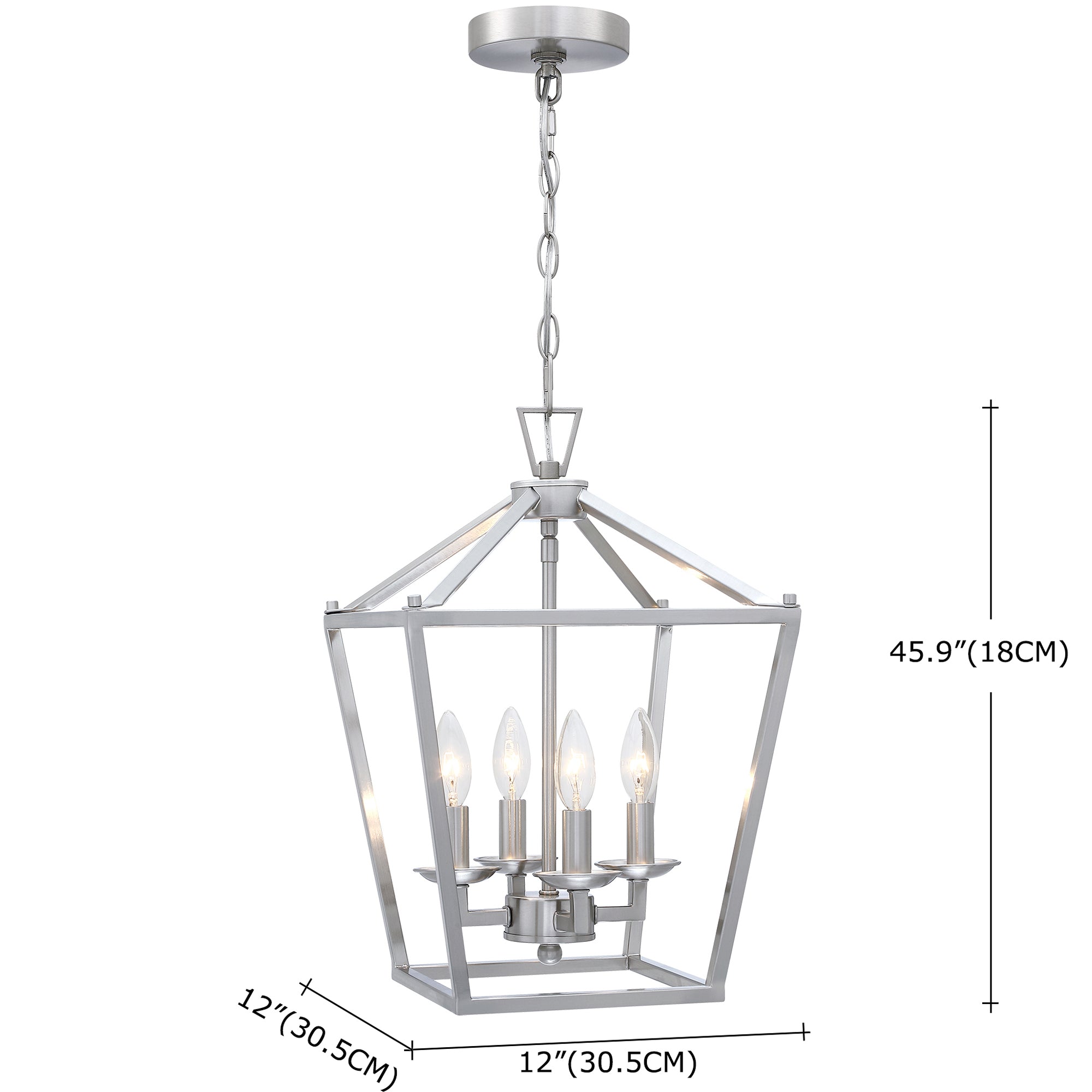 4-Light Polished Nickel Cage Chandelier Mini Farmhouse Light Fixture