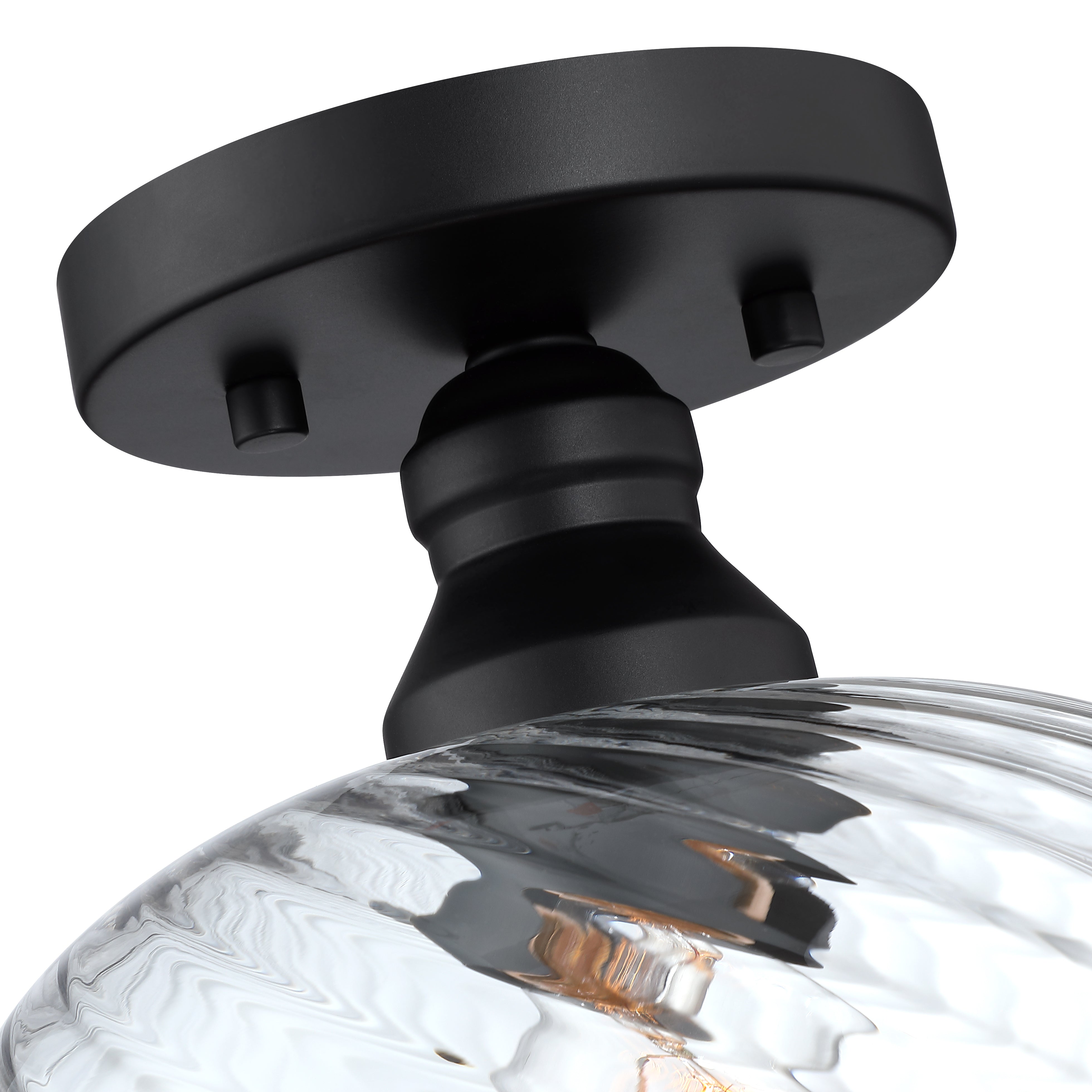 7.88 in. 1-Light Black Semi Flush Mount Ceiling Light