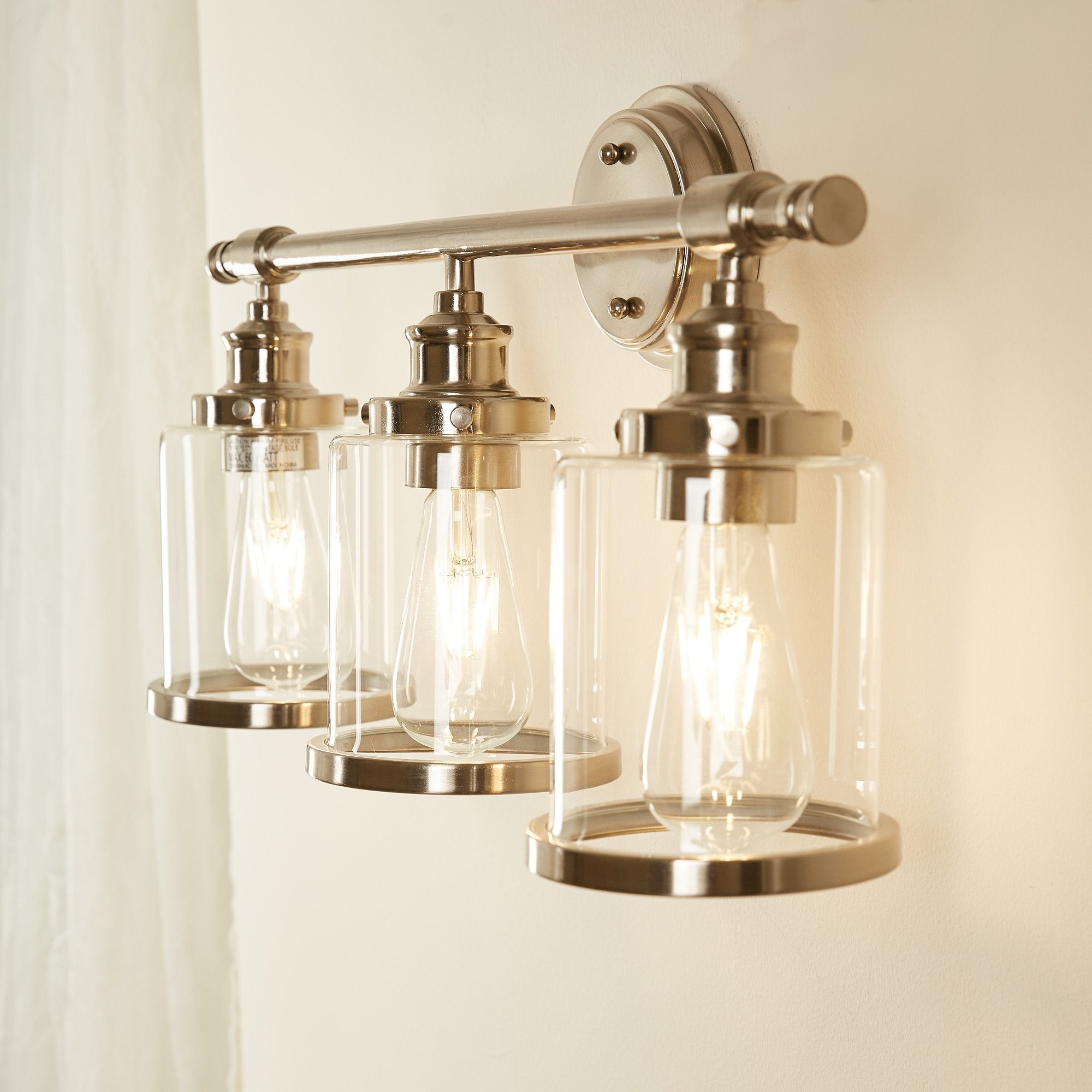 3 - Light Dimmable Brushed Nickel Vanity Light