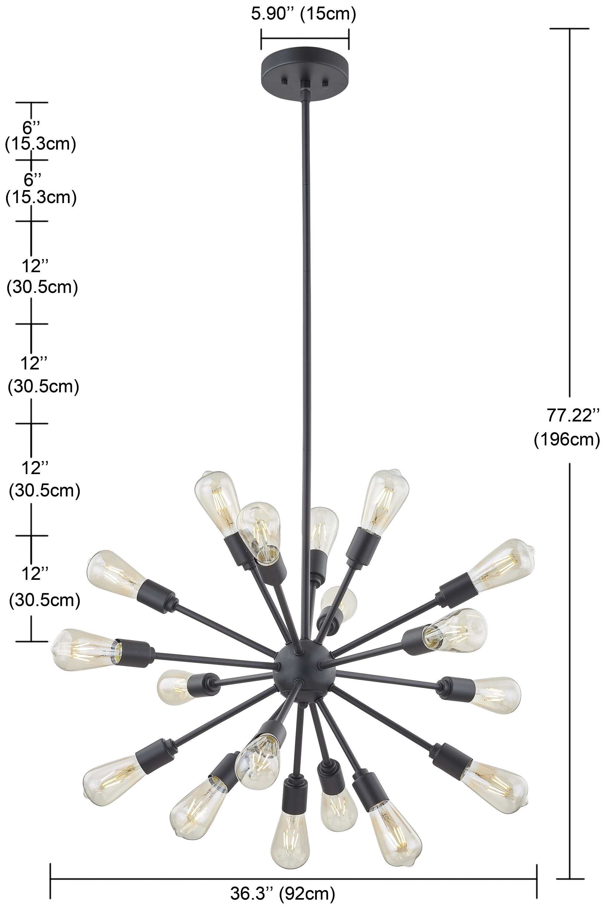 18 - Light Sphere Chandelier Black