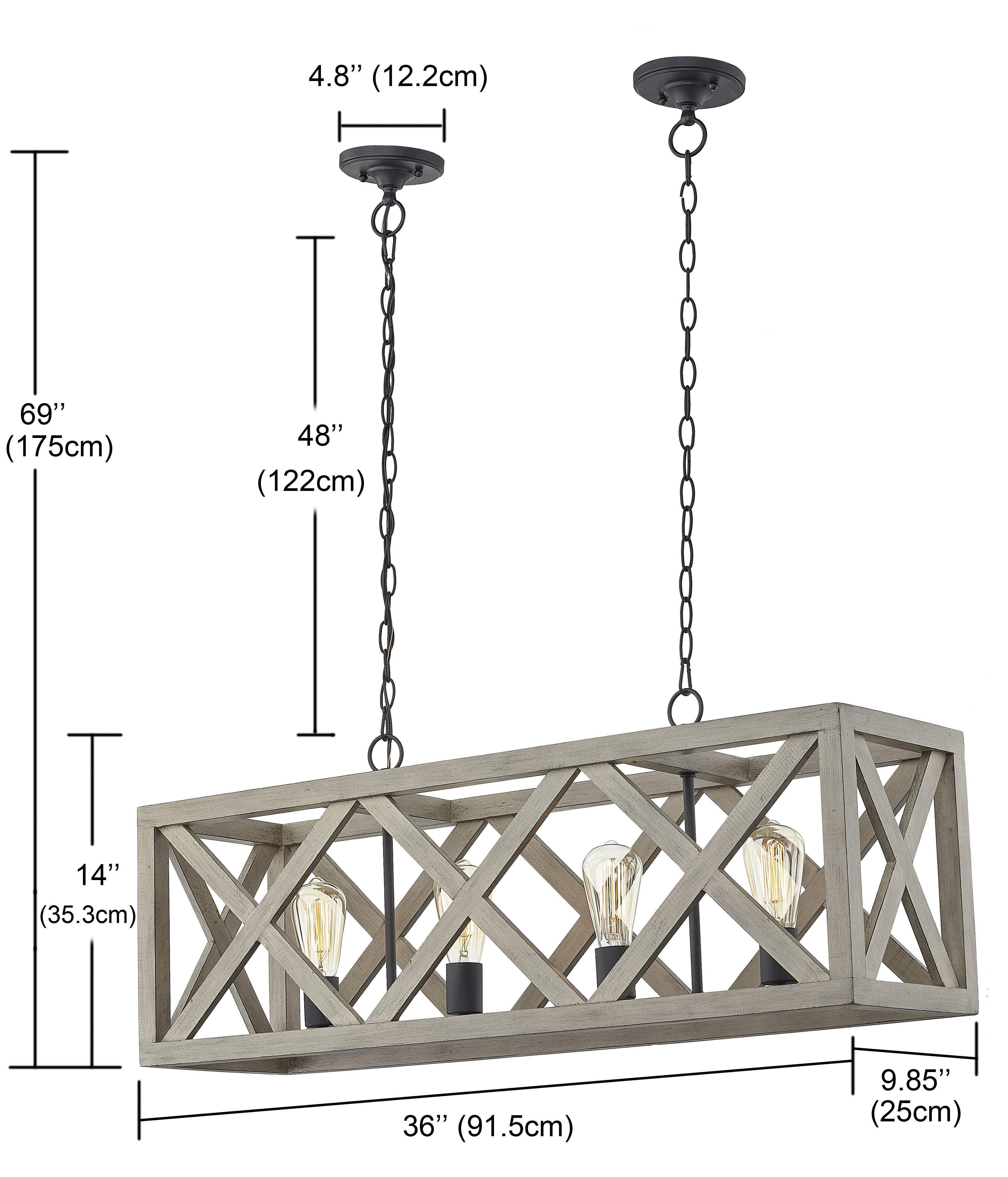 4 - Light Kitchen Island Rectangle Pendant