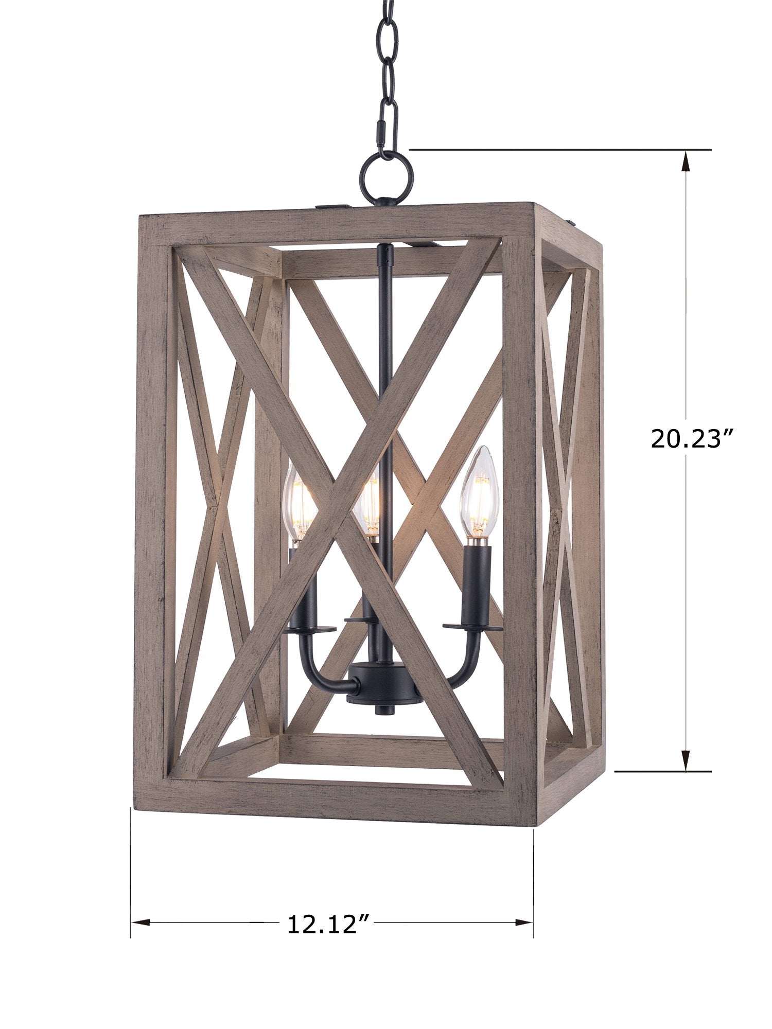 3 - Light Candle Style Chandelier with Wood Accents