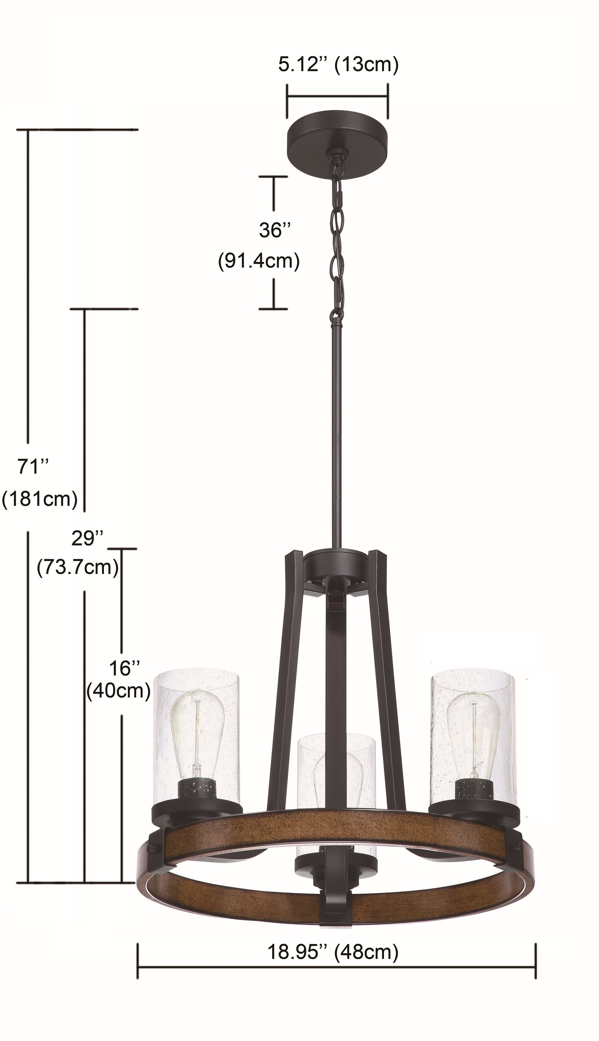 3 - Light Wagon Wheel Chandelier