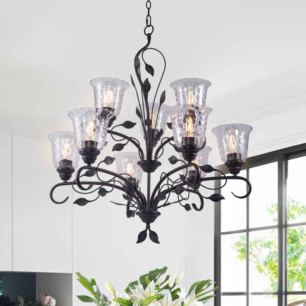 9 - Light Shaded Empire Chandelier