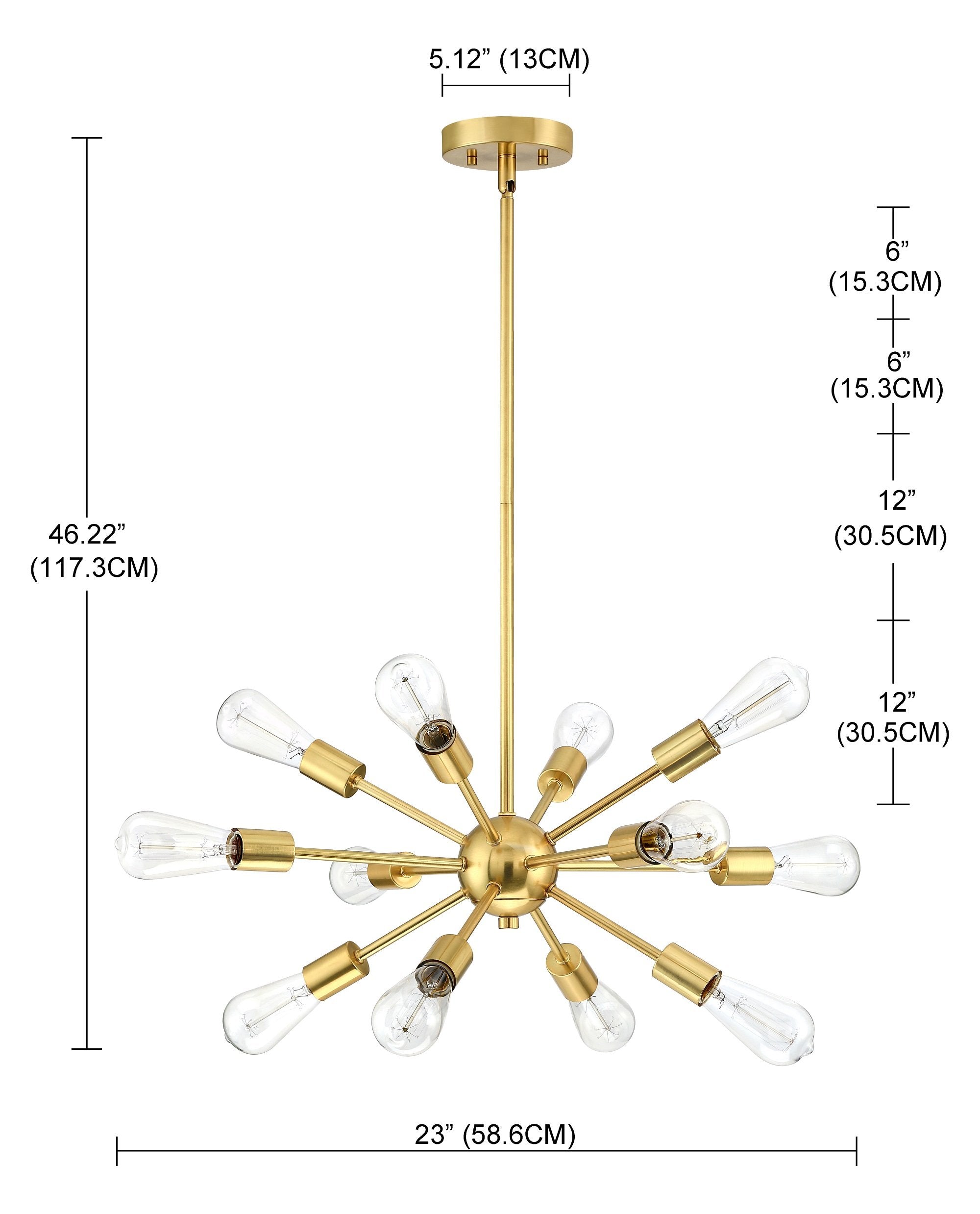 12 - Light Sputnik Sphere Chandelier Aged Brass