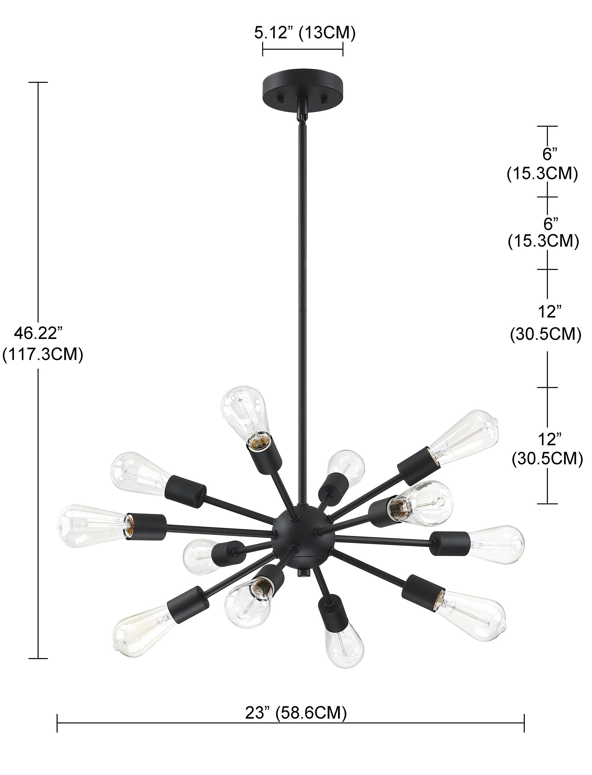 12 - Light Sputnik Sphere Chandelier Matte Black