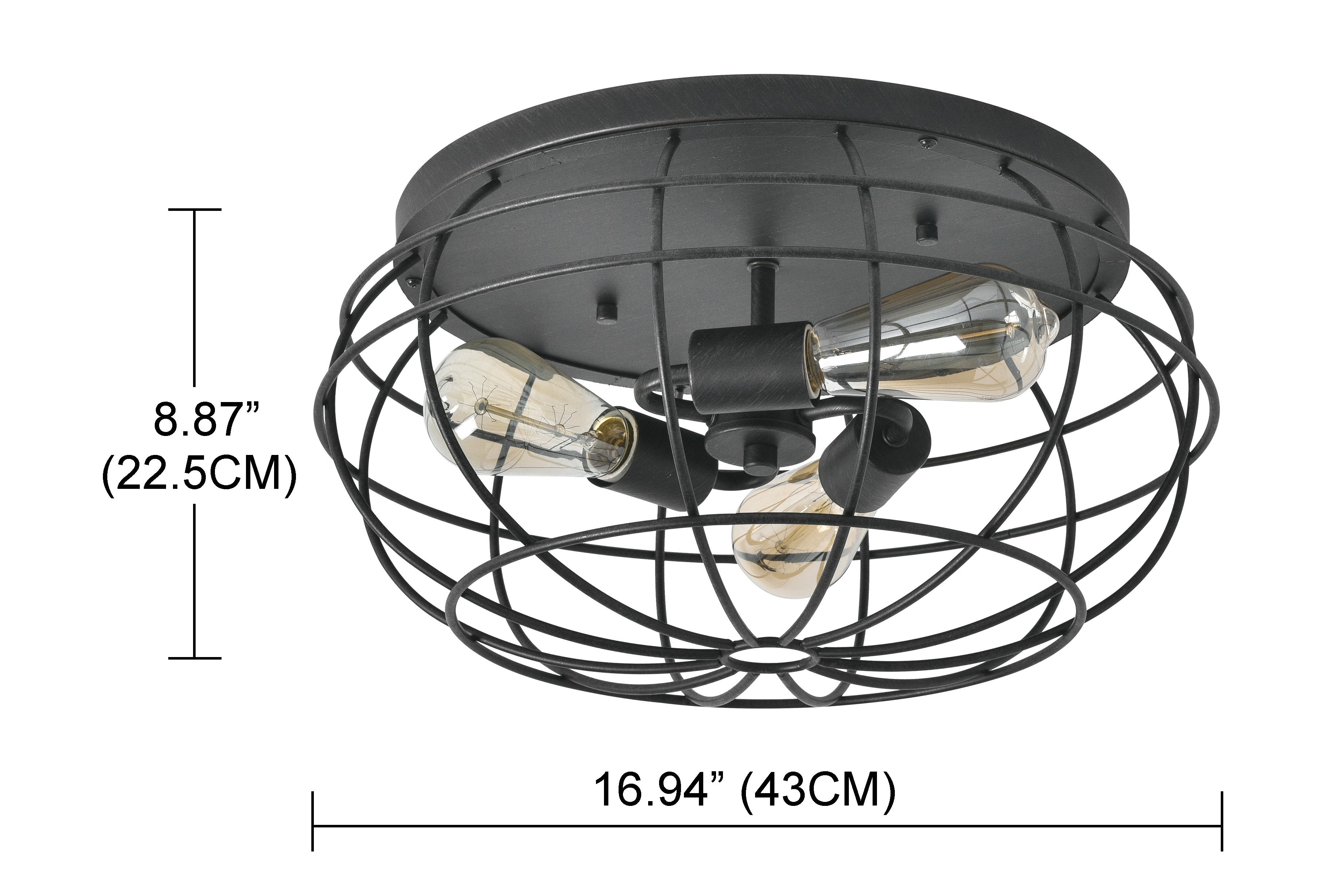 3 - Light 16.94'' Caged Globe Flush Mount