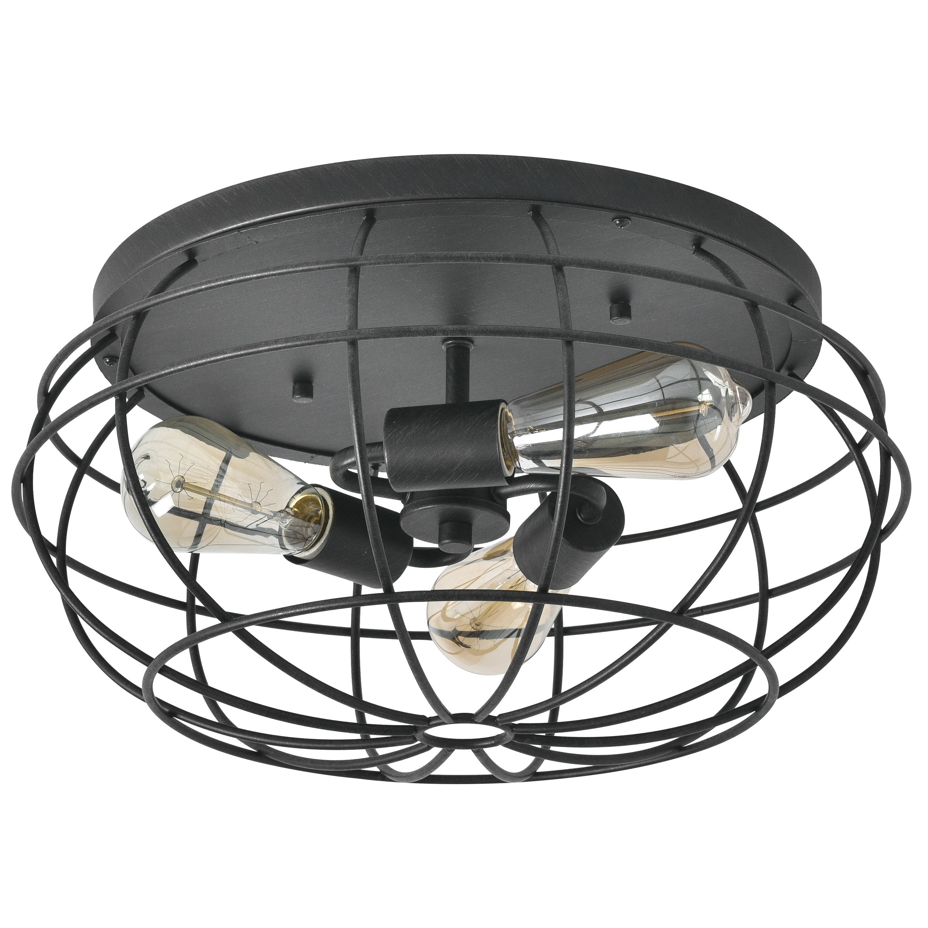 3 - Light 16.94'' Caged Globe Flush Mount