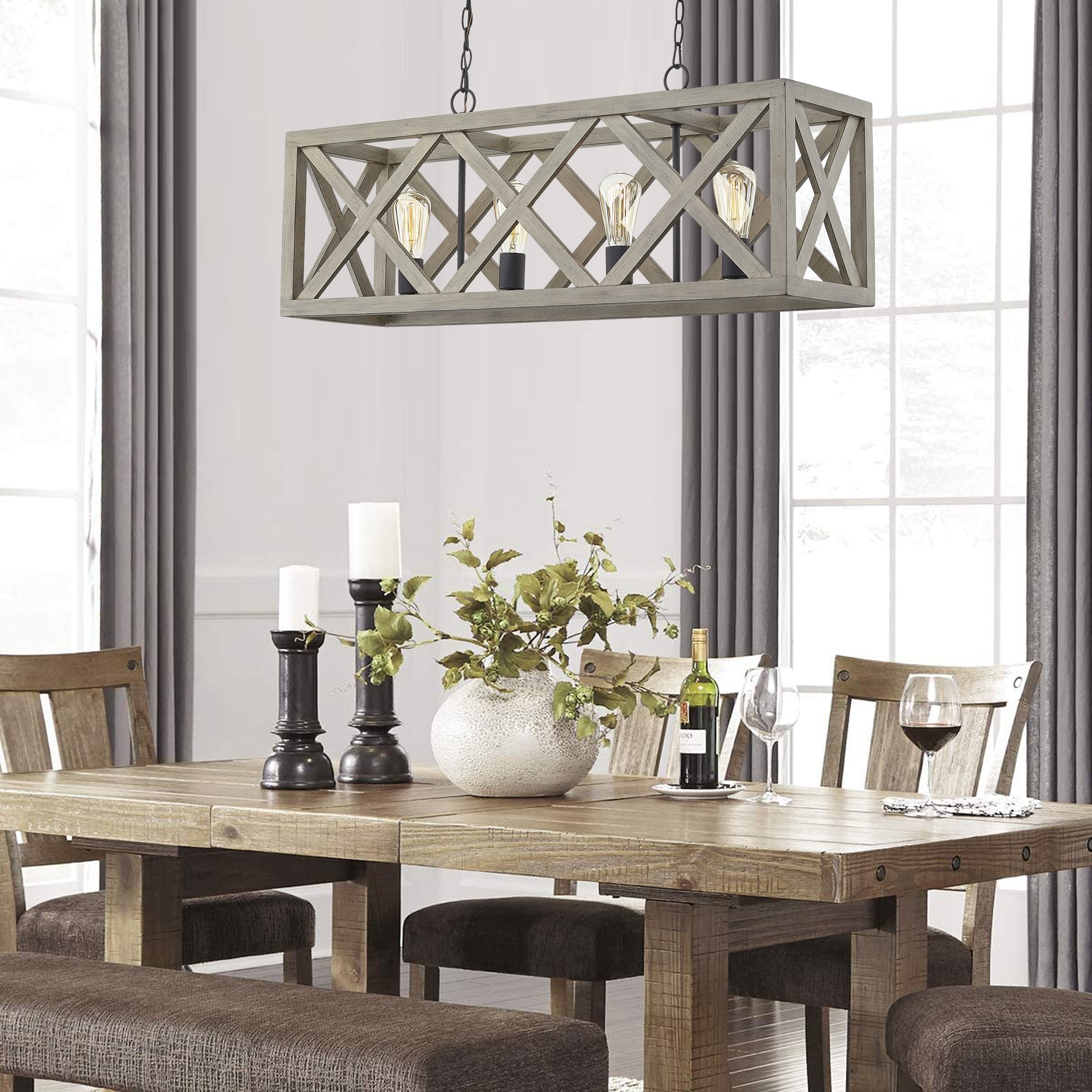 4 - Light Kitchen Island Rectangle Pendant